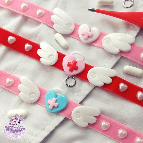 Menhera Outfits, Yami Kawaii Accessories, Menhera Accessories, Menhera Aesthetic, Menhera Fashion, Kawaii Choker, Menhera Kei, Yami Kawaii Necklaces, Pastel Goth Fashion