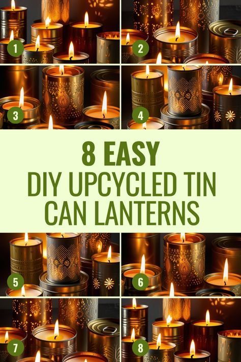 Tin Can Lights, Beautiful Lanterns, Can Lanterns, Tin Can Lanterns, Sustainable Diy, Water Bottle Crafts, Recycled Tin Cans, Recycle Cans, Lantern Ideas