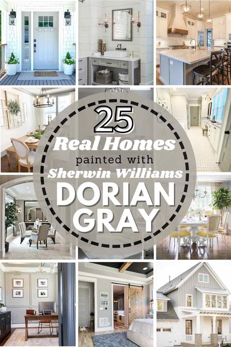 All About Sherwin Williams Dorian Gray! See it in more than 20 REAL HOMES to see if it's the right paint color for your home! Dorian Grey Paint, Sw Dorian Gray, Sherwin Williams Dorian Gray, Mindful Gray Sherwin Williams, Gray Shiplap, Best Gray Paint, Best Gray Paint Color, Gray House Exterior, Sherwin Williams Gray