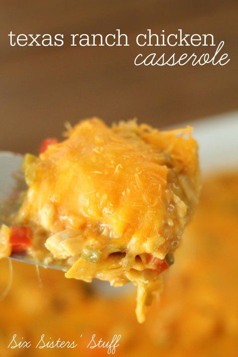 This Texas Ranch Chicken Casserole is delicious and so easy to throw together! #sixsistersstuff #recipe Texas Foods, 6 Sisters, King Ranch Chicken, Ranch Chicken Casserole, Six Sisters Stuff, Six Sisters, Texas Ranch, King Ranch, Chicken Main Dishes