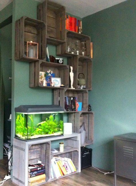 Cool bookcase and aquarium idea Home Aquarium Ideas Living Room, Fish Tank Bookcase, Small Aquarium Ideas Living Rooms, Aquarium In Bedroom, Art Anime Tattoo, Nails Animation, Cool Fish Tank Decorations, Anime Tattoo Designs, Small Boys Bedrooms