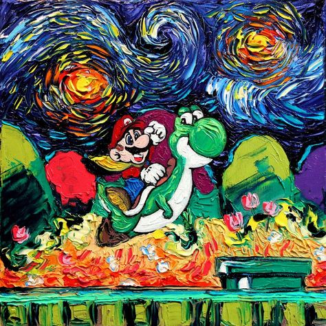 If you are as in love with these images as we are, you can purchase prints of them from Kusick's Etsy shop. 3ds Case, Pop Culture Icons, Arte Nerd, Most Famous Paintings, Arte Van Gogh, The Starry Night, Super Mario Art, Art Parody, Nintendo Art