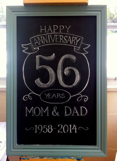 Anniversary chalk board art Happy Anniversary Chalkboard Art, 50th Anniversary Chalkboard Signs, Anniversary Chalkboard Art, Anniversary Chalkboard, 60th Wedding Anniversary Party, 50th Wedding Anniversary Decorations, 25th Wedding Anniversary Party, 40th Anniversary Party, Happy 25th Anniversary