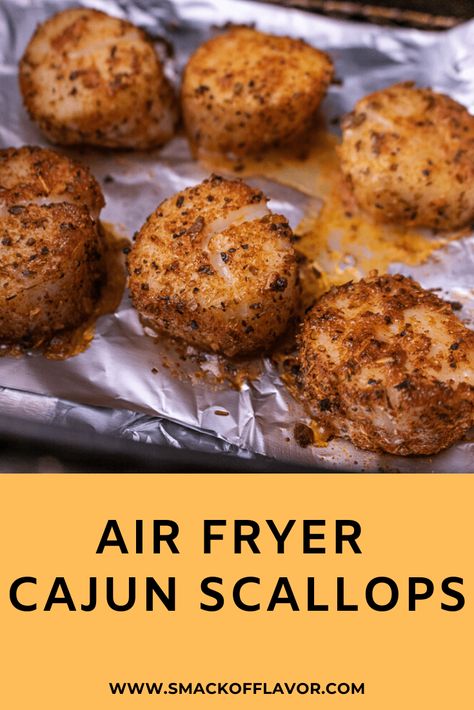 Make cajun sea scallops in the air fryer in less than 10 minutes. This is a super easy and quick beginner air fryer recipe. Perfect for one or two people and can be your favorite quick weeknight dinner. Cooking seafood in the air fryer makes it come out perfect every time. These spicy scallops will be your favorite quick dinner. Spicy Scallops, Air Fryer Recipes Healthy Low Carb, Air Fryer Fish, Air Fryer Recipe, Air Fryer Oven Recipes, Air Fry Recipes, Sea Scallops, Scallop Recipes, Air Fryer Recipes Chicken