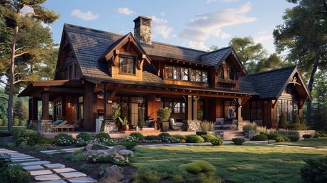 Craftsman Style House Craftmans Home, Mountain Craftsman Style Homes, American Craftsman House, Rustic Craftsman Home, Craftsman House Exterior, Craftsman Home Exterior, Rustic Craftsman, Mountain Craftsman, Canadian House