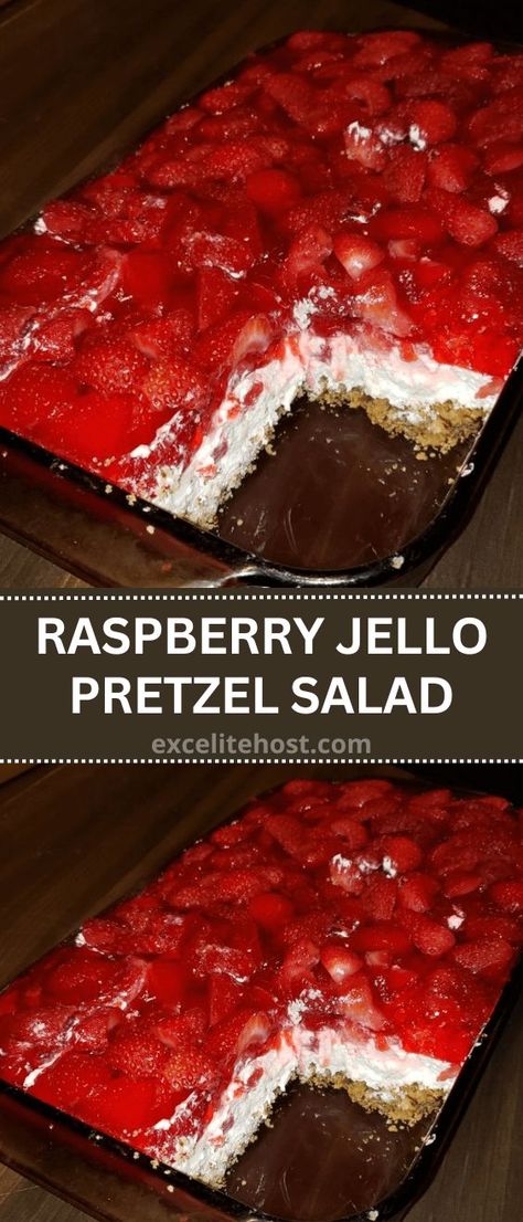 Ingredients LAYER 1 1 3/4 cups crushed pretzels (about Raspberry Pretzel Jello, Pretzel Jello Salad, Strawberry Pretzel Jello Salad, Pretzel Jello, Jello Pretzel Salad, Raspberry Jello, Pretzel Salad, Strawberry Pretzel, Pretzel Crust