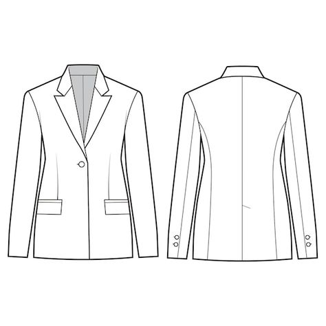 Semi peaked jacket flat drawing fashion ... | Premium Vector #Freepik #vector #clothes-design #apparel #jacket-design #jacket Jacket Flat Drawing, Flat Drawing Fashion, Dress Templates, Vector Clothes, Jacket Drawing, Flat Drawings, Drawing Fashion, Flat Sketches, Fashion Templates