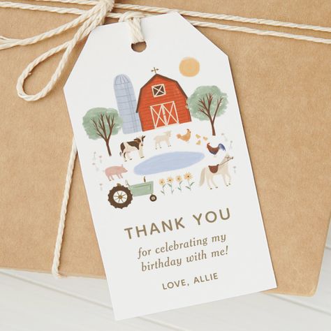 Farm Theme Gift Bags, Farm Invitation, 2nd Birthday Party For Boys, Farm Theme Birthday, Farm Animal Party, Gift Tags Birthday, Farm Themed Birthday Party, Farm Animals Birthday Party, Baby Birthday Themes