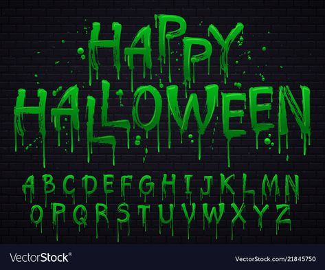 Slime Font, Spooky Letters, Starbucks Art, Green Slime, Toxic Waste, Halloween Letters, Fall Graphic, Halloween Fonts, Illustration Artwork