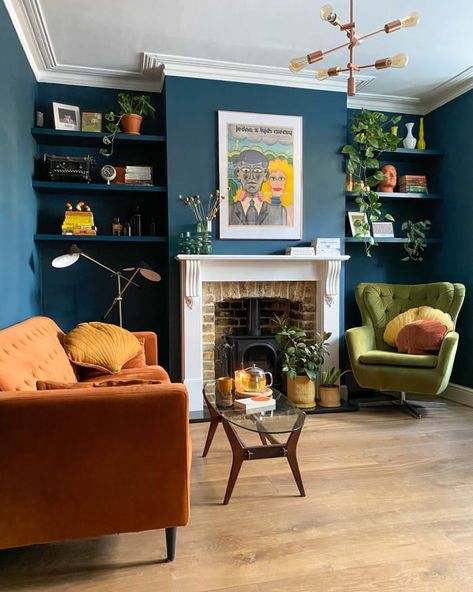 Edwardian Terrace House, Korean Bedroom, Victorian Living Room, Colourful Living Room, London House, Ideas Living Room, Blue Living Room, Paint Colours, Living Room Colors