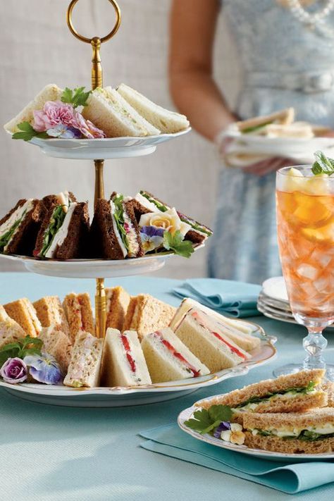 Elegant Tea Party Ideas – Hadley Court - Interior Design Blog Cranberry Tea, Tea Sandwiches Recipes, Homemade Ham, Easter Side Dishes, Strawberry Tea, Party Sandwiches, Appetizers For A Crowd, Ham Salad, Party Appetizers Easy