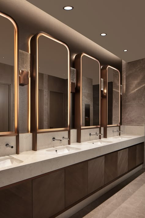 Hilton Istanbul Bosphorus, Convention Center – Toner Architects Commercial Bathroom Designs, Public Restroom Design, Lobby Designs, Istanbul Bosphorus, Commercial Toilet, Wc Design, Public Hotel, Restroom Design, Public Toilet