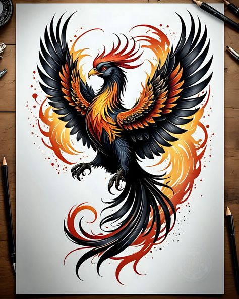 Tiger Phoenix Tattoo, Phoenix Tattoo Back Of Neck, Phoenix Yin Yang Tattoo, Men’s Phoenix Tattoo, Fiery Phoenix Tattoo, Phoenix Images Tattoo Ideas, Japanese Phoenix Tattoo For Women, Phenix Birds Tattoo, Phoenix Tattoo Back