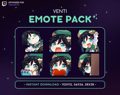 Venti Genshin Impact Twitch Emote - Genshin Discord Emote, Streaming Asset, Gamer Girl, Youtube, Sticker Emoji, Streamer, Love, Lurk, Wave Genshin Discord, Youtube Sticker, Venti Genshin Impact, Sticker Emoji, Discord Emotes, Do Not Be Afraid, Text You, Gamer Girl, Genshin Impact