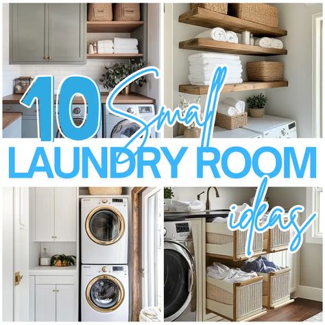 10 Space-Saving Small Laundry Room Ideas! - HappyHomeHour Very Small Laundry Room Ideas, Small Space Laundry Room Ideas, Small Laundry Room Storage Ideas, Hawthorn House, Small Laundry Room Ideas, Laundry Room Ideas Small Space, Laundry Room Ideas, Laundry Area, Small Laundry Rooms