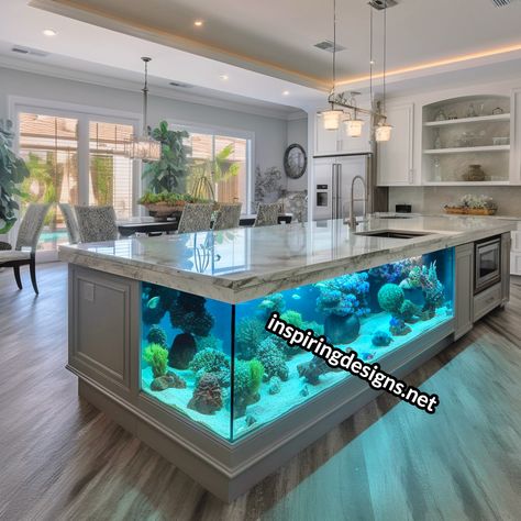 Aquarium Kitchen Islands Are Now A Thing, and We Can’t Get Enough! Terrarium Furniture, Aquarium Kitchen, Beautiful Aquariums, Taekook Ff, Arrange Marriage, Tiny Loft, Bawah Air, Wallpaper Kitchen, Glamour Decor