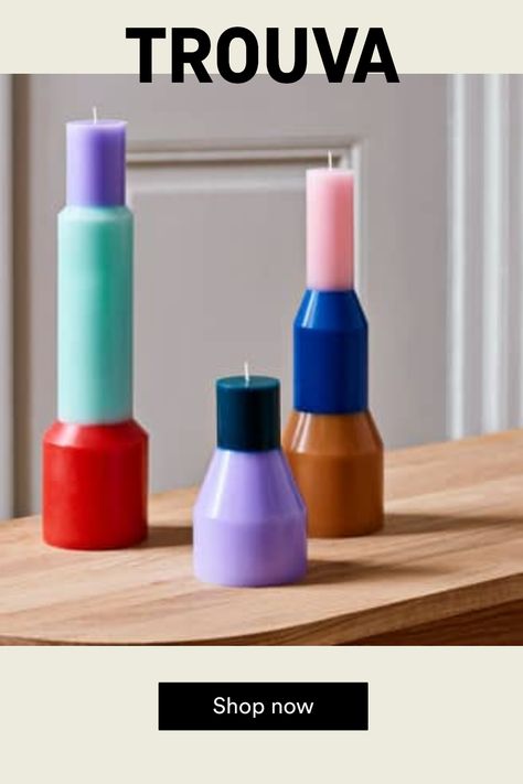 The Pillar candle is a design by Lex Pott for the Danish label HAY. Striking color combinations and different sizes provide a series of candles with a distinctive and playful design. The candles are available in different colors and sizes.* Material: 100% paraffin* Dimensions: Ø9 x H30* Color: multi yellow Extra Large Candles, Design Online Shop, Lampe Diy, Hay Design, Paraffin Candles, Outdoor Furniture Design, Colour Blocking, Red Candles, Small Candles