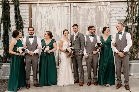 Bridal Party. Bridal Party Photos. Wedding Photos. Green Bridesmaid Dresses. Wedding Bouquets. Fun Wedding Photos. Grey Suits. Groomsmen. Bridesmaids. Bride and Groom. Photography by www.jonathangipaya.com Emerald Green Wedding Party, Green Wedding Party, Suits Groomsmen, Hunter Green Bridesmaid Dress, Forest Green Bridesmaid Dresses, Hunter Green Wedding, Emerald Green Bridesmaid Dresses, Dark Green Wedding, Emerald Green Wedding