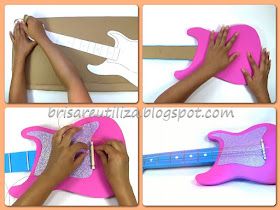 Kids Guitar Craft, Cardboard Guitar, Guitar Decorations, Recycle Cardboard Box, Guitar Crafts, Nursery Activities, Guitar Kids, Art Activities For Kids, Art Activities