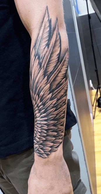 Eagle Wing Tattoos Arm, Tattoo Ideas Wings, Eagle Wings Tattoo, Forearm Wing Tattoo, Wing Tattoo Arm, Wings Tattoo Ideas, Wings Tattoo Design, Eagle Wing Tattoos, Wing Tattoo Men