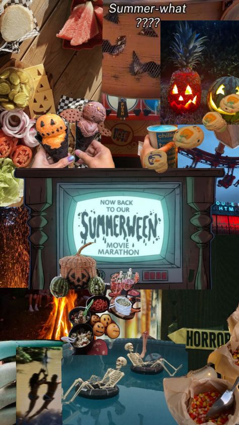 autumn, fall, fall aesthetic, fall vibes, autumn vibes, autumn aesthetic, summerween, summerween aesthetic, summer vibes, June 22nd, slasher summer, slasher summer vibes, pumpkins, halloween, gravity falls, summerween 2024 Halloween Gravity Falls, Gravity Falls Summerween, Summer Slasher, Slasher Summer, Aesthetic Fall Vibes, 80s Party Decorations, Movie Night Theme, Aesthetic Summer Vibes, Halloween Breakfast