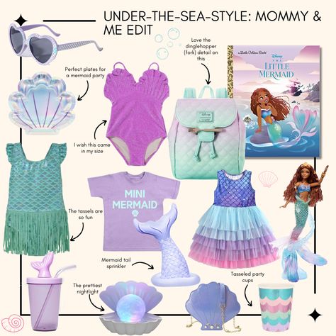 Making Waves in Style: Little Mermaid-inspired Must-Haves for Moms and Mini-Mermaids Little Mermaid Inspired Dress, Mermaid Inspired Dress, Mermaid Dress For Kids, Mermaid Barbie, Shell Purse, Mermaid Magic, Mermaid Swimsuit, Whimsical Accessories, Mermaid Shell