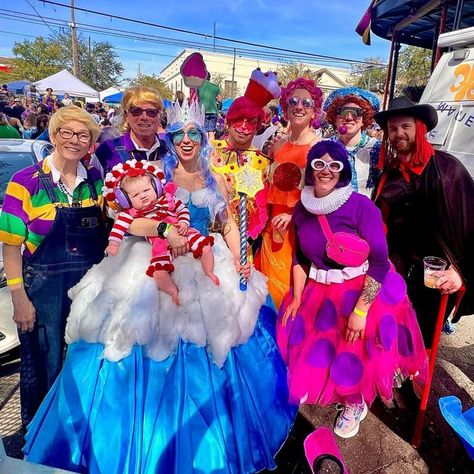 Andy Kutcher on Instagram: "Happy Mardi Gras 💜💚💛 Do you want to play Candyland? Join the Gingerbread Kids (Bob & Renee) on an adventure through Candyland to find and restore power to King Kandy (@_chiggy_1) and Queen Frostine (@jkutcher512) with the help of their daughter Princess Lolly (me) & friends Jolly (@aimham), Mr. Mint (Margot) & Gramma Nutt (@grparrott) and help us defeat the evil Lord Licorice (Chris)!" Candyland Float, Lord Licorice, Candy Land Characters, Princess Lolly, Queen Frostine, Candy Costume, Kids Bob, Library Programming, Candy Costumes