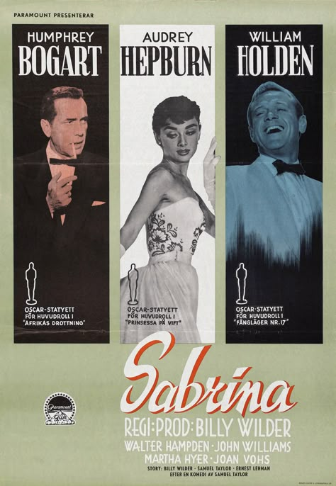 Movie Posters Vintage Originals, Audrey Hepburn Sabrina, Sabrina 1954, Audrey Hepburn Movies, Science Fiction Movie Posters, William Holden, Old Film Posters, Old Movie Posters, Old Movie