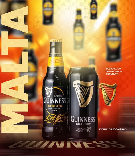 Malta Guinness, Guinness Draught, Dublin Ireland, Guinness, Malta, Flyer Design, Dublin, Drinks, Design