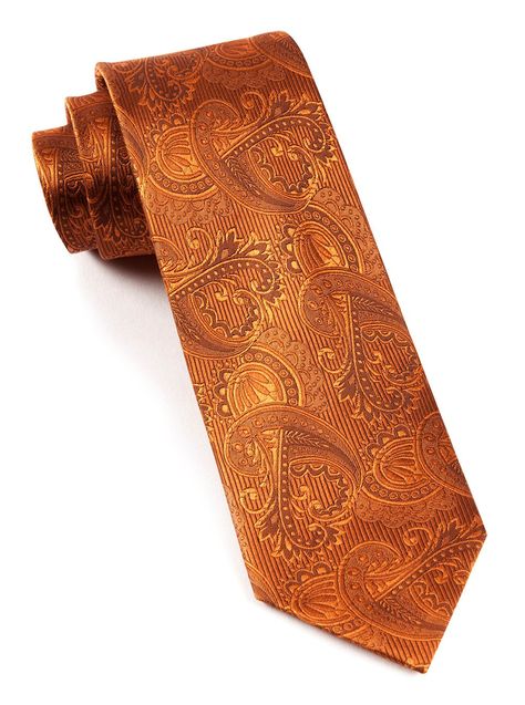 Add the Twill Paisley Burnt Orange Tie to your wardrobe today. Rustic Groomsmen Attire, Cream Wedding Colors, Burnt Orange Tie, Herringbone Shirt, Formal Tie, Mens Wedding Attire, Traditional Jacket, Collar Bar, Boys Ties