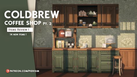 The COLDBREW coffee shop pt. 3 | Pierisim on Patreon Sims 4 Cottage Kitchen Cc, Coffee Shop Sims 4, Sims 4 Coffee Cc, Sims 4 Coffee Shop, Sims 4 Cottage Cc, Sims 4 Cc Kitchen, Coldbrew Coffee, Sims4 Builds, Sims Design