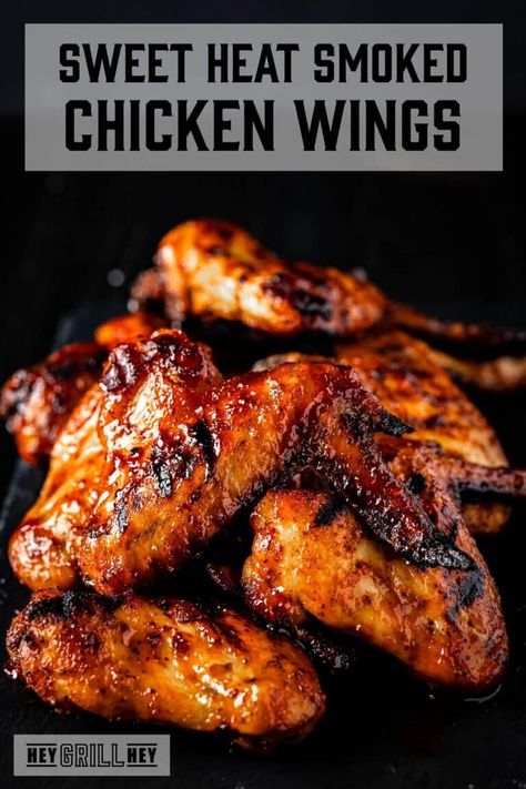 Sweet Heat Smoker Chicken Wings - Hey Grill, Hey Chicken Wings Smoker Recipes, Smoker Chicken Wings, Smoker Chicken, Honey Bbq Chicken Wings, Hey Grill Hey, Smoked Wings, Smoked Chicken Wings, Easy Roast Chicken, Grilled Chicken Wings