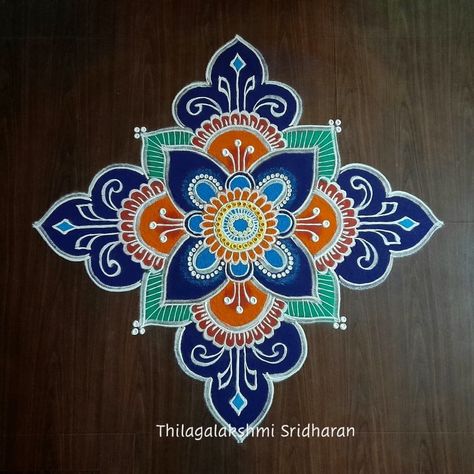 Rangoli Art Drawing, Rangoli Designs From Paint, Ganesh Puja Rangoli, Colorful Rangoli Designs Easy, Rangoli Designs Flower Diwali, Rangoli With Paint, Colorful Rangoli Designs For Diwali, Rangoli Kolam Designs Festivals, रंगोली Design