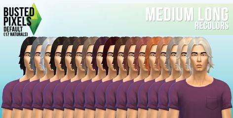 Busted Pixels: Medium long hairstyle recolor  - Sims 4 Hairs - http://sims4hairs.com/busted-pixels-medium-long-hairstyle-recolor/ Medium Long Hairstyle, Long Hairstyle, Sims Hair, Medium Hairstyles, Medium Long, Natural Colors, Natural Color, Sims 4, Medium Hair Styles