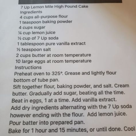 Mile High Cake, 7up Mile High Lemon Pound Cake, Mile High Pound Cake, 7up Pound Cake, 7 Up, Pound Cakes, Chocolate Cookie Recipes, Lemon Pound Cake, Pound Cake Recipes