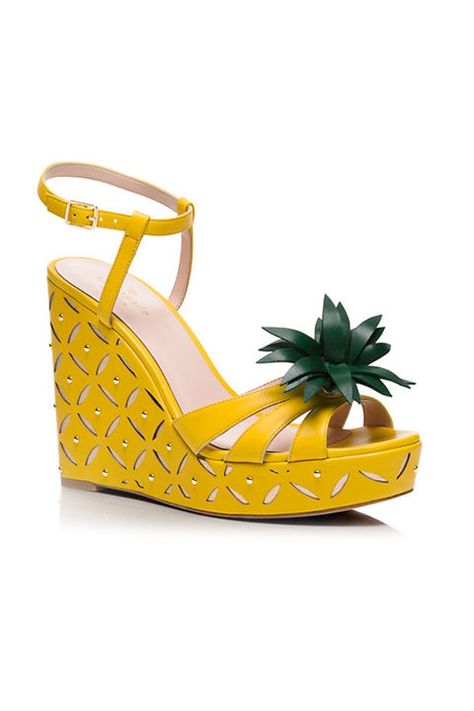 Kate Spade Dominica Wedges, $268; katespade.com Fruit Clothes, Pineapple Icon, Pineapple Dream, Comfy Wedges Sandals, Pineapple Theme, Fruit Fashion, Yellow Things, Summer Wedges, Shoes Heels Wedges