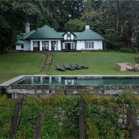 A 150-year-old colonial bungalow transforms into a boutique hotel in lush Sri Lanka | Architectural Digest India Sri Lankan Architecture, Colonial Bungalow, House In The Hills, Estate House, Large Dining Room, Village House Design, Bungalow House Design, Architecture Landscape, Wood Polish