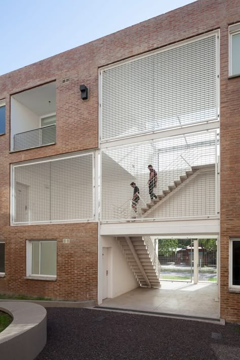 Facade Stairs, Shell Petrol Station, Double Facade, Form Generation, Experimental Architecture, Axonometric View, Apartments Exterior, Multifamily Housing, Brick Cladding