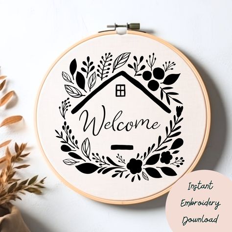 Hand Embroidery Patterns Free Templates, Embroidery Patterns Free Templates, Welcome Home Signs, Hand Embroidery Patterns Free, Templates Free Design, Embroidery Download, Embroidery Template, Hand Embroidery Tutorial, Bead Charms Diy