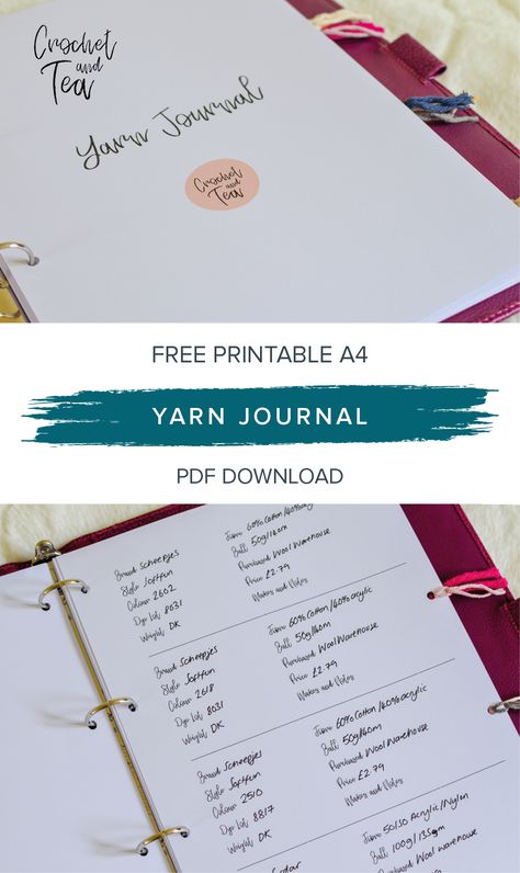 I'm so excited to bring you my very own yarn journal. I designed this journal to be easily printed out in A4 on your home computer and to work with a 4 hole, hole punch, one each side so you’ve 4 nice handy holes in your sheet. I find it works best if you print it out on card stock, somewhere from 160-250 gsm should work nicely. Yarn Journal, Free Yarn, Journal Printable, Home Computer, Journal Printables, Cool Tools, Hole Punch, Find It, So Excited