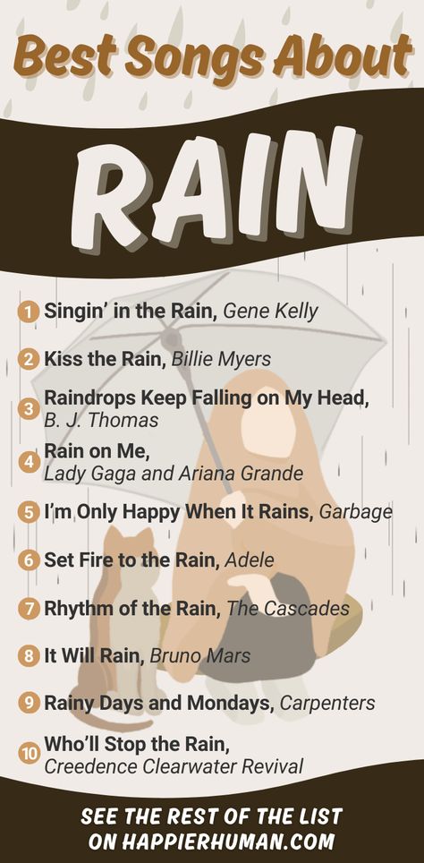 Song Lists For Moods, Music Ideas Song List, Songs About Rain, Good Music Playlist, Rain Playlist, Rainy Day Playlist, Rainy Day Songs, Playlist Song, Empowering Songs