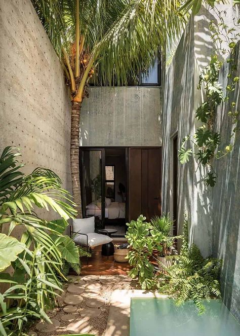 An insane home in the Yucatan Peninsula with an amazing poolside oasis House Mediterranean, Merida Mexico, Mexico House, Tempered Glass Door, Traditional Modern, Scandinavian Home, Mid Century House, House Floor Plans, Traditional House