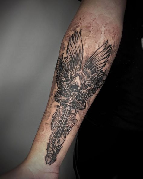 Dmitry Tsyn | Archangel from the internet 👼 #tlttattoo #tattoo #archangel #archangeltattoo | Instagram Archangel Michael Tattoo, Roman Tattoo, Archangel Tattoo, Archangel Raphael, Angel Tattoo, Archangel Michael, September 10, St Michael, Tattoo Styles