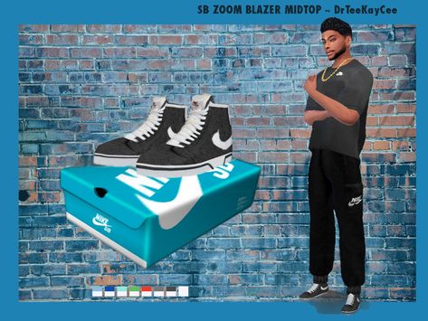 The Sims Resource - SB ZOOM BLAZER MIDTOP Blazers Nike, Blazer Shoes, Curly Fro, Cc Shoes, Sims 4 Cc Shoes, Sims 4 Teen, Sims 4 Downloads, Flower Band, Flat Twist