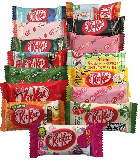 Japanese Kit Kat Flavors, Snacks Japonais, Kit Kat Flavors, Japanese Kit Kat, Kit Kat Bars, Azuki Bean, Rum Raisin, Idee Pasto, Junk Food Snacks