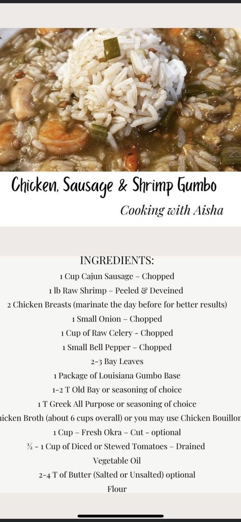 Okra And Shrimp, Gumbo With Okra, Sausage And Chicken Gumbo, Gumbo Base, Louisiana Gumbo, Okra Gumbo, Shrimp And Sausage Gumbo, Chicken Sausage Gumbo, Seafood Gumbo Recipe