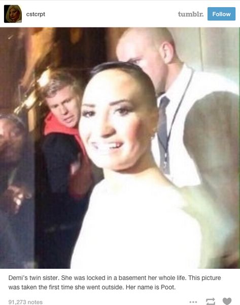 Poot Lovato began when Tumblr user uploaded this photo of Demi Lovato. | A Photo Of Demi Lovato Has Now Become A Huge Meme Called Poot....hahaha Poot Lovato, Demi Lovato, White