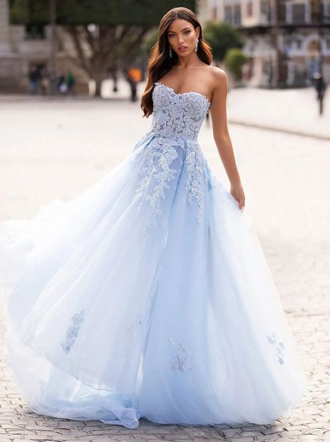 Wedding Dresses A Line Sweetheart, Blue Lace Wedding Dress, Blue Wedding Gowns, Ethereal Gown, Blue Beach Wedding, Blue Wedding Dress, Wedding Dresses A, Wedding Dresses A Line, White Bridal Dresses