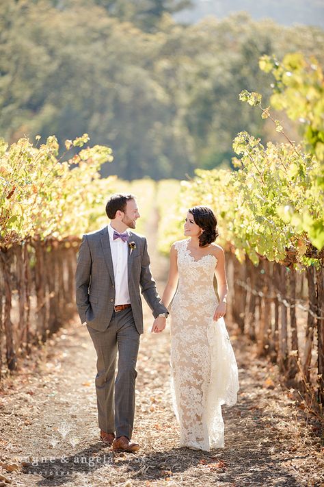 LOVING everything about this. The dress, the scenery - amazing. Sonoma Vineyard Wedding Romantic Vineyard Wedding, Vineyard Wedding Dress, Summer Dresses For Wedding Guest, The Vineyard, Wedding Los Angeles, Wedding Photography Poses, Photo Couple, Winery Weddings, Vineyard Wedding