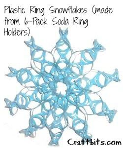 Recycled Plastic Rings Snowflake. Just spray with glitter! I re-use mine every year. Love them! Use the clear rings. Rings Snowflake, Snowflake Crafts, Plastic Rings Crafts, Can Lanterns, How To Make Snowflakes, Plastic Pop, Plastic Rings, Snowflake Craft, Ornaments Homemade